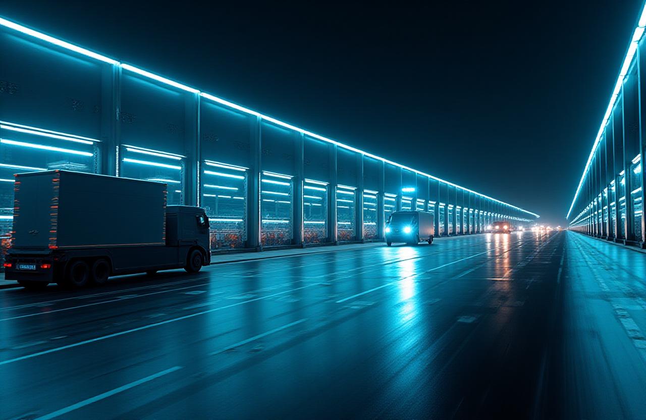 Modern logistics hub with automated vehicles